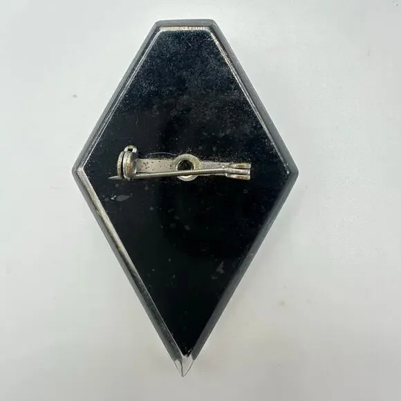 1940s retro vintage clear black cream white lucite cameo figural brooch - Picture 4 of 6